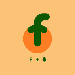 initials F logo for Fruit with a simple flat design style and uses a golden ratio.