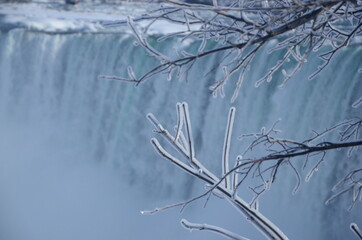 Frozen falls and lake