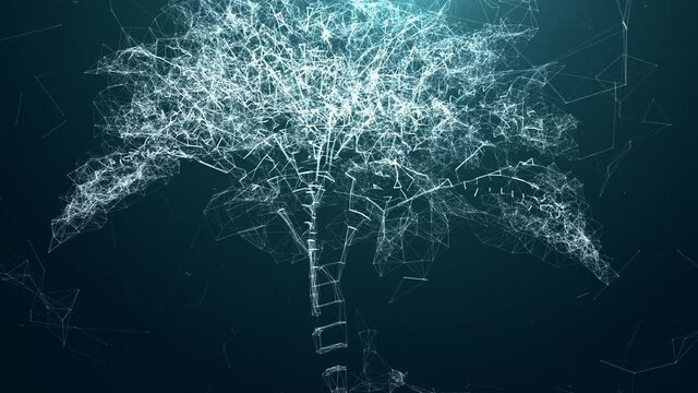 Digital tree, concept of AI, data network connection, virtual reality, neural networks