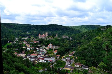 Fototapeta na wymiar picture of the smallest Austrian town Hardegg with the castle of the same name, Austria