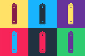 Pop art Battery icon isolated on color background. Vector.