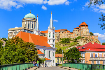ESZTERGOM, HUNGARY - AUGUST 31, 2016: The downtown of Esztergom, a city in northern Hungary, 46...