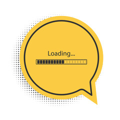Black Loading icon isolated on white background. Progress bar icon. Yellow speech bubble symbol. Vector.
