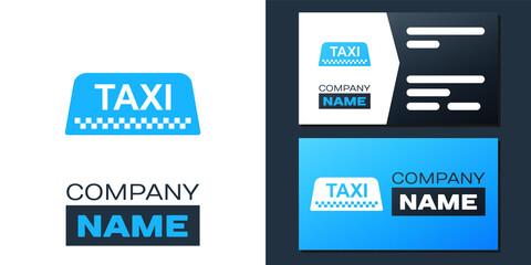 Logotype Taxi car roof sign icon isolated on white background. Logo design template element. Vector.