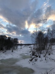 sunset over the river