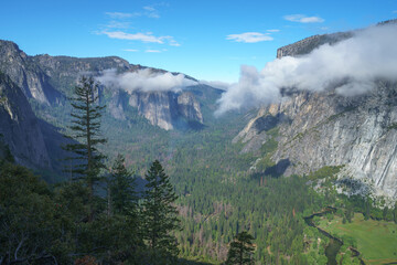 hiking the four mile trail in yosemite national park in california, usa