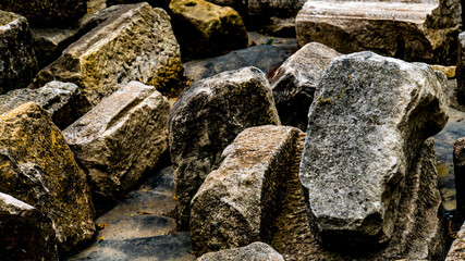 Rock remains from the walls of the destroyed castle