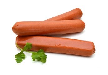 Homemade smoked sausage on white background