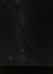  milky way starry sky over a forest in a Russian village