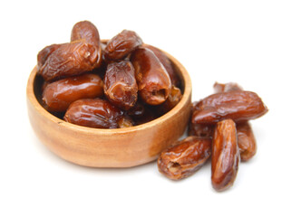 Dried dates (fruits of date palm Phoenix dactylifera). Infinite depth of field, retouched, clipping...