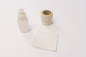 Medical objects on a white background.
