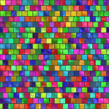 Seamless texture of colorful tile mosaic. Multicolor square background. © Khrystyna