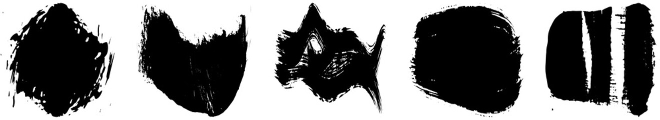 Set of black brush strokes with a dry brush