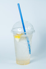 Fresh cold lemonade, summer drink with sparkling water