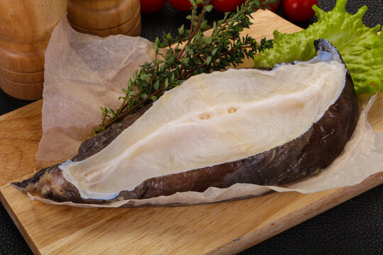 Raw wolffish steak