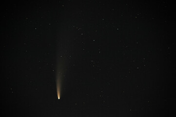 Stare selo, Ukraine, 16 July 2020.  Neowise comet above the castle of Stare selo village in Ukraine.