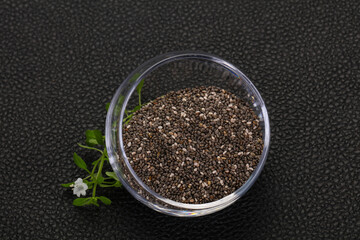 Dietary Chia seeds in the bowl