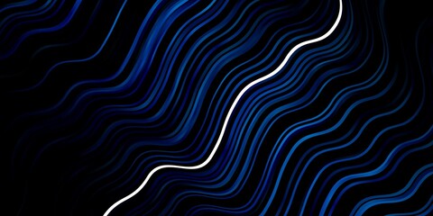 Dark BLUE vector pattern with curved lines. Abstract gradient illustration with wry lines. Template for cellphones.