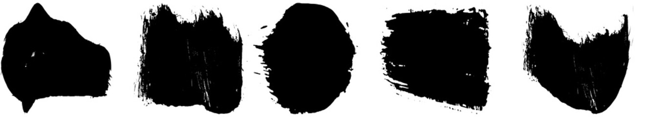 Set of black brush strokes with a dry brush