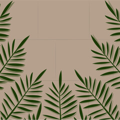 Illustration of green palm leaves on a concrete wall