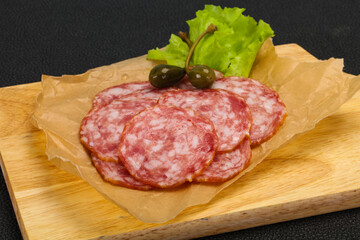 Spanish Salchichon sausage with salad