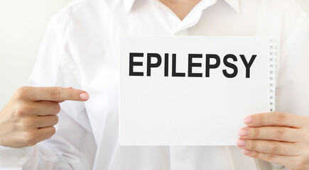 Form with diagnosis Epilepsy and tablets. Medical concept.
