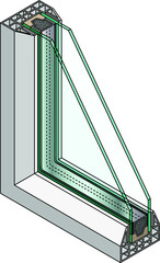 Cross-section diagram of a double glazed window.