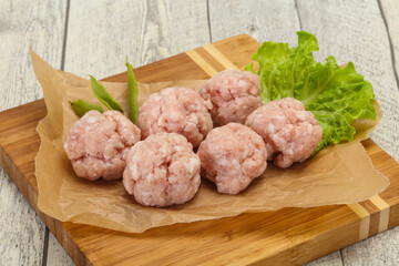 Homemade raw pork minced meatball for cooking