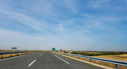 Modern highway road in Spain between Valencia and Madrid