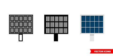 Solar panel icon of 3 types. Isolated vector sign symbol.