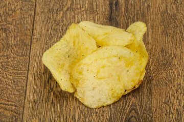 Natural potato salted chips heap