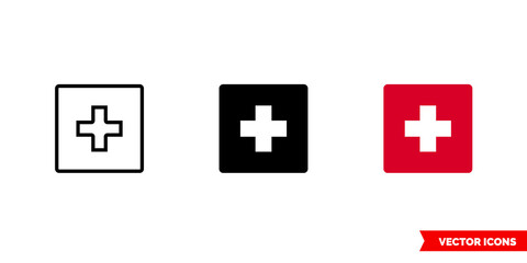 Obraz premium Switzerland flag icon of 3 types. Isolated vector sign symbol.