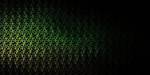 Dark Green, Yellow vector background with occult symbols.