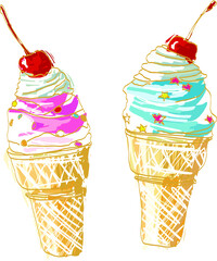 Vector Colorful Ice-cream cone Drawing