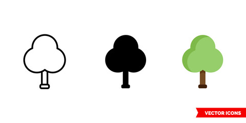 Tree icon of 3 types. Isolated vector sign symbol.