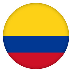 Flag of Colombia round icon, badge or button. Colombian national symbol. Template design, vector illustration.