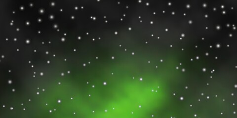 Dark Green vector background with small and big stars. Shining colorful illustration with small and big stars. Design for your business promotion.