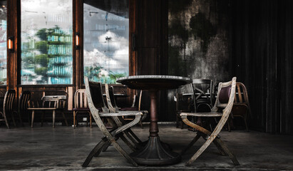 empty customer at old style restaurant outdoor in pandemic