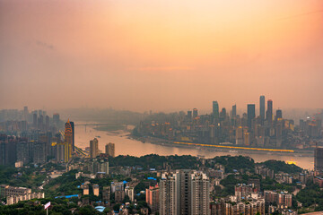 Chongqing, China downtown city skyline over the Yangtze River