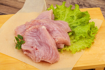 Raw turkey breast steak for cooking