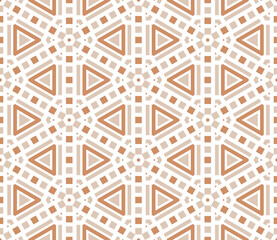 Abstract geo seamless pattern. Striped ornamental geometric background with hexagon. Wrapping paper. Vector illustration.               