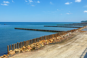 Breakwaters on the Baltic sea in clear weather.