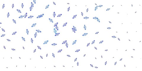 Light Pink, Blue vector backdrop with woman's power symbols.