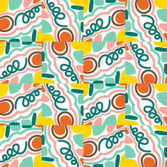 Abstract bright modern geometric seamless pattern. Art deco geo background. Popular tile infinity backdrop. Vector illustration. 