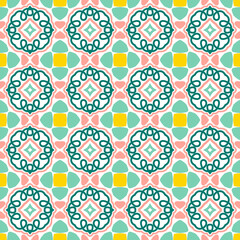 Fototapeta na wymiar Abstract bright modern geometric seamless pattern. Art deco geo background. Popular tile infinity backdrop. Vector illustration. 