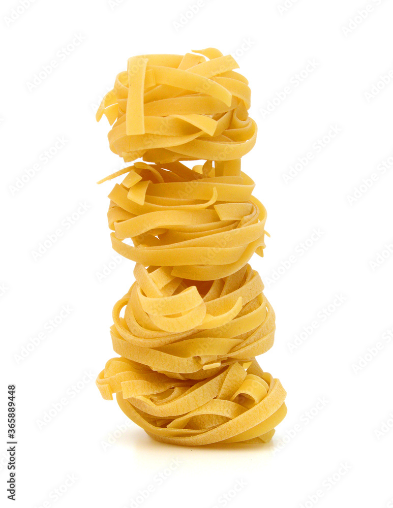 Sticker Egg noodles on a white background