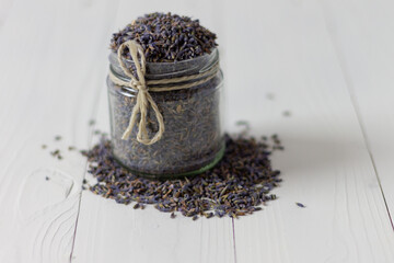Fototapeta na wymiar Lavender Herb Bud Flower tea Heap pile surface isolated on white background