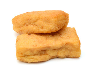fried tofu on a white background 