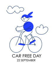 Car free day concept. Sepember 22. bicycle. Vector illustration on a white background.