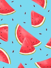 Watermelon illustration. watermelon on blue background